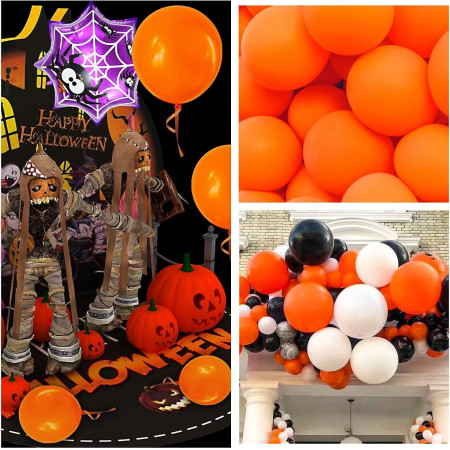 Set 12 Baloane, Cyrax, din Latex Standard, 25 cm, Portocaliu