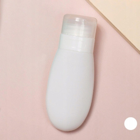 Recipient Portabil din Silicon Elegant de Voiaj, Sticla de Calatorie,  Potrivita pentru Lotiune, Sampon si Alte Lichide, Anti-scurgere, cu Posibilitate de Reumplere, Capacitate 90mL, Alb