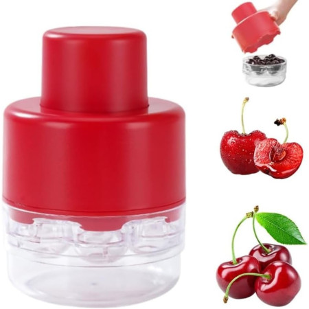 Dispozitiv de Scos Samburi, Cyrax, Manual, cu 7 Gauri, pentru Cirese, 13 x 9.2 cm, din ABS, Rosu