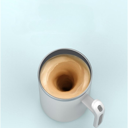 Cana portabila cu mixer incorporat, Cyrax, pe baterii, 380 ml, alb