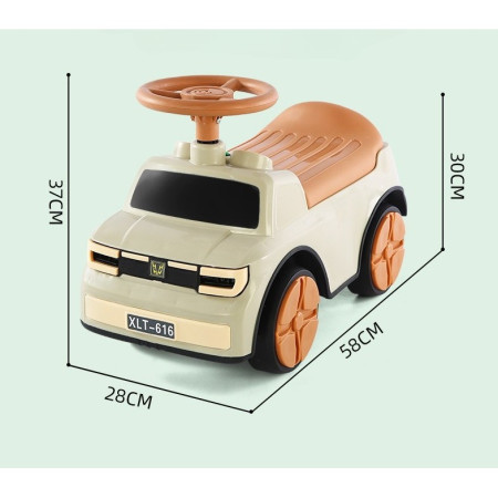 Masinuta Ride-On Cyrax, cu Sistem Anti-Rasturnare, Sistem de Lumini si Muzica, Cutie de Depozitare, 1-6 Ani, 58 x 28 x 37 cm, Maro