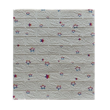 Set 10 Placi de Tapet,  Autoadezive, 70 x 77 cm, Suprafata Acoperita 5.3 mp, din PVC, Model Stelute Curcubeu, Alb