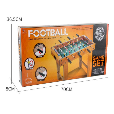Masa de Fotbal cu Teren si 18 Jucatori Cyrax, 6 Manere, cu Tablou pentru Scor, din Metal, Lemn si ABS, 69 x 36.5 x 61 cm, cu Picioruse, pentru copii/adulti