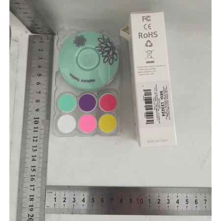 Set Pila Electrica pentru Copii si Bebelusi, Cyrax, ABS, Incarcare USB, Model cu Flori, 6 Accesorii, cu Lumina LED, Verde