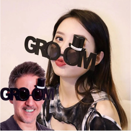 Ochelarii Decorativi, Cyrax, Tema Nunta, Model Groom (Ginere), din Plastic, Negru