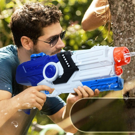 Pistol cu Apa pentru Copii, Rezervor, Pentru Piscina/Plaja, Cyrax, 6ani+, Albastru/Multicolor, 2000ML