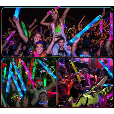 Set 6 Tuburi Antistres, Cyrax, cu Lumina LED, Fidget Pop Tube, multicolor