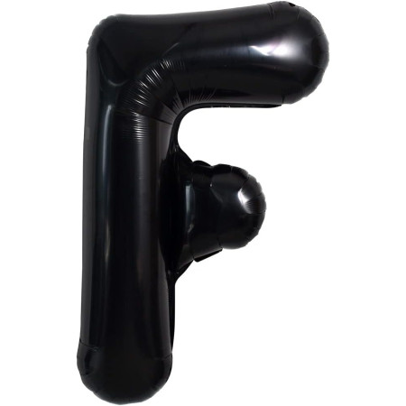 Balon Folie Metalizata Litera F, Cyrax, 40 cm, Umflati cu Heliu sau Aer, Ambalaj Individual, Pai inclus, Negru