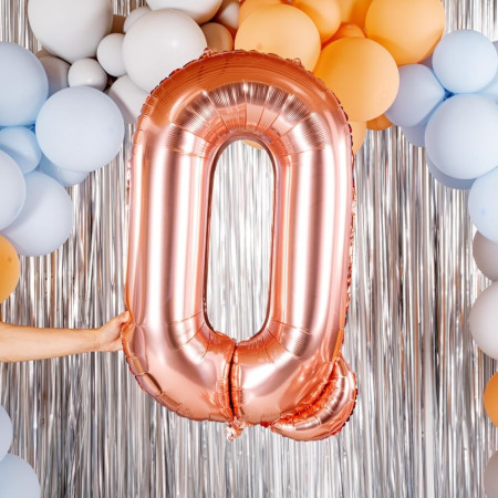 Balon Folie Metalizata Litera Q, Cyrax, 80 cm, Umflati cu Heliu sau Aer, Ambalaj Individual, Pai inclus, Rose Gold