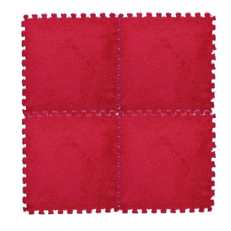 Set 10 Piese Covor tip Puzzle, Cyrax, Spuma EVA, Pufos, 30 x 30 x 1 cm, Rosu