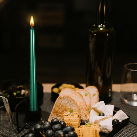 Lumanare Decorativa,  pentru Masa, 25 cm, din Parafina, fara Fum, Ardere 7.5h, Verde