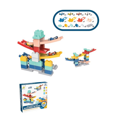 Set piese pentru constructie, Cyrax, Rampa auto, 30 piese, Masinute incluse