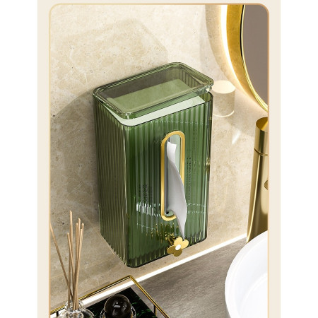 Cutie suport servetele eleganta Cyrax, cu montare pe perete sau dulap, material plastic dur, 21.3 x 8.7 x 12 cm, verde