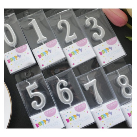 Lumanare de Tort, Cyrax, Model Cifra 6, Party, 4.5 x 2.5 cm, din Parafina, Argintiu