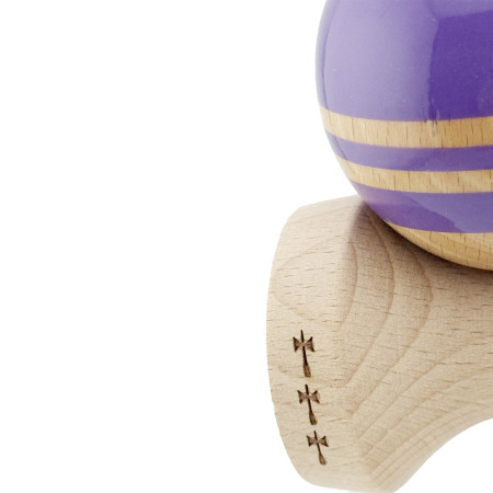 Kendama X Originala RAINBOW, Profesionala, Cyrax, Cupe Mari KING SIZE V3, Super Sticky, Gaura in Baza, Rulment Metalic, din lemn 18 cm, Ata 55 cm, Indigo/Maro