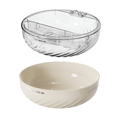 Bol cu Doua Straturi, Cyrax, pentru Fructe, Legume, Snacks, cu Strat de Scurgere a Apei, Suport pentru Telefonul Mobil, 22.4x9 cm, Crem