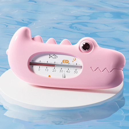 Termometru pentru Baie, Cyrax, Plutitor, Rezistent la apa, Multifunctional, Model Crocodil, 2.7x6.5x3.7 cm, Roz