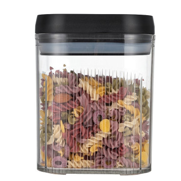 Cutie de Depozitare Alimente, Cyrax, tip Container, 1.3L, Recipiente pentru Cereale in Bucatarie,  Transparente cu Capac Negru