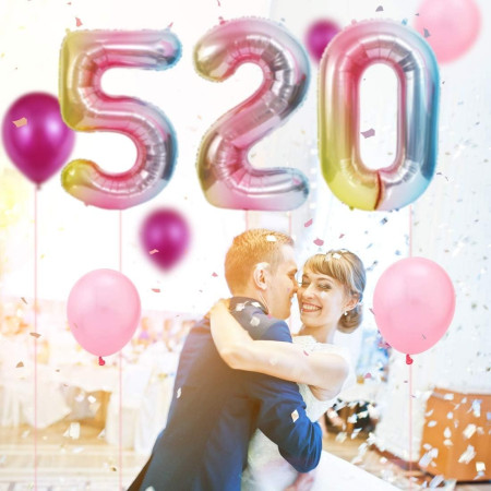 Balon din Folie Metalizata Gradient Cyrax, Figurina Cifra, Tema Aniversare 100 cm, Ambalaj Individual, Pai inclus, Umflare cu Aer sau Heliu, Multicolor, Cifra 5