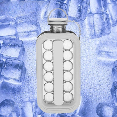 Forma pentru Gheata 2 in 1 Portabila, Cyrax, Tavita sub Forma de Sticla, Diametru 3 cm, Multifunctional, 17 Bilute de Gheata, 27.5 x 11.4 x 5.5 cm, Culoare Alb