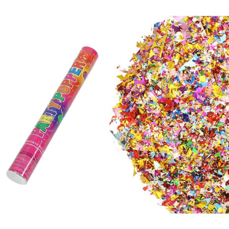 Tub de Confetii, Cyrax, Clasic, 30x5 cm, Confetii Asortate din Plastic, Eliberare prin Rasucire, Multicolor