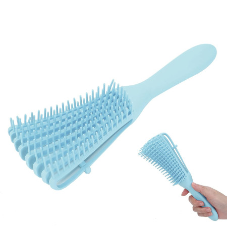 Perie Flexibila, Cyrax, pentru Descurcat Par Cret/Umed si Uscat, 8 Brate Mobile, din TPE, 24.5 x 4.5 x 2 cm, Albastru