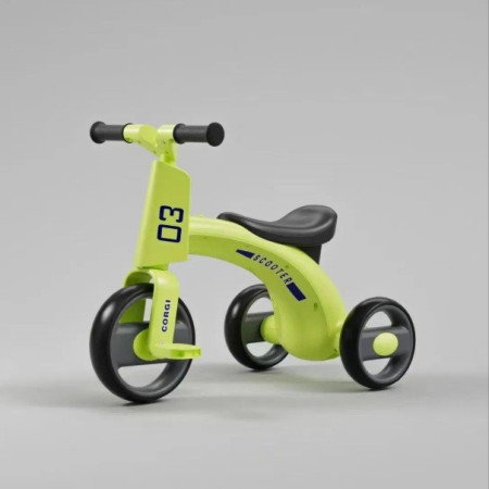 Tricicleta pentru Copii, Cyrax, Exercitiu de Echilibru, pentru 1-6 Ani, Functie de Lumini si Sunete, cu Pedale, din Plastic, Roti Gonflabile, Greutate Portanta 60 kg, 57 x 36 x 47 cm, Verde