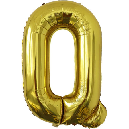 Balon Folie Metalizata Litera Q, Cyrax, 80 cm, Umflati cu Heliu sau Aer, Ambalaj Individual, Pai inclus, Auriu