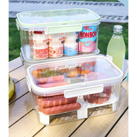 Cutie de Depozitare Portabila, Cyrax, cu Separator pentru Gheata si Scurgere, Mentine Rece, Caserola Pranz, 25x16.5x11.5 cm, Gri/Transparent