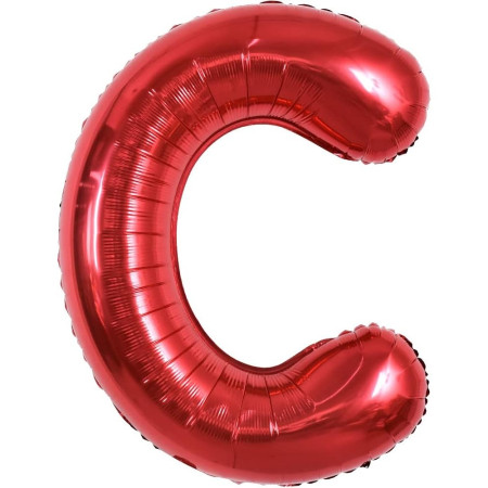 Balon Folie Metalizata Litera C, Cyrax, 40 cm, Umflati cu Heliu sau Aer, Ambalaj Individual, Pai inclus, Rosu