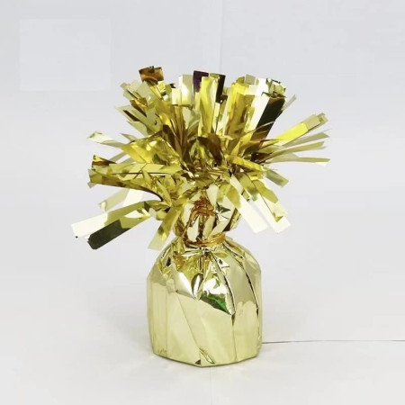 Greutate pentru Baloane cu Heliu, Cyrax, din Folie cu Franjuri, 170g, 13 x 5 x 3 cm, Auriu