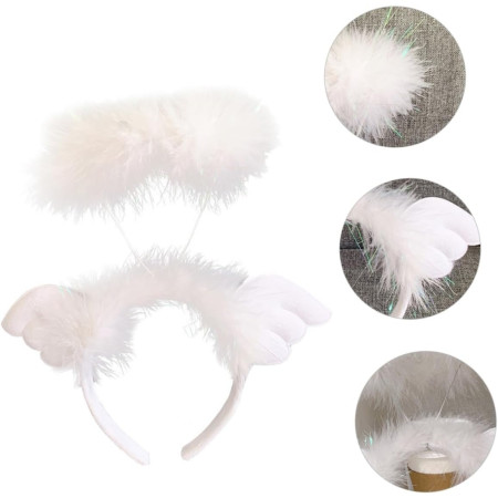 Coronita de Ingeras pentru Copii, Cyrax, Bentita cu Aura, Marime Universala, Alb