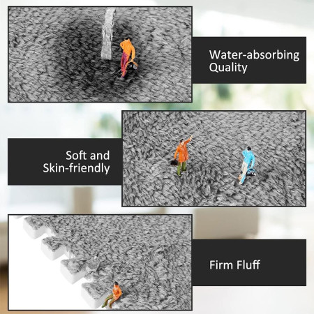 Set 10 Piese Covor tip Puzzle, Cyrax, Spuma EVA, Pufos, 30 x 30 x 1 cm, Gri