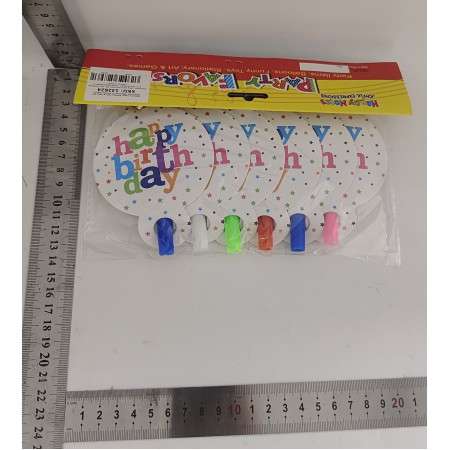 Set 6 Suflatori, Cyrax, Colectia Happy Birthday, 19 x 11 cm, din Carton/Plastic/Hartie, Multicolor