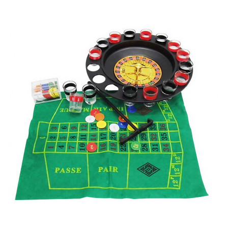 Joc de Ruleta Cyrax, cu Pahare de Shot si Plansa de Joc Blackjack, 31 cm, Multicolor