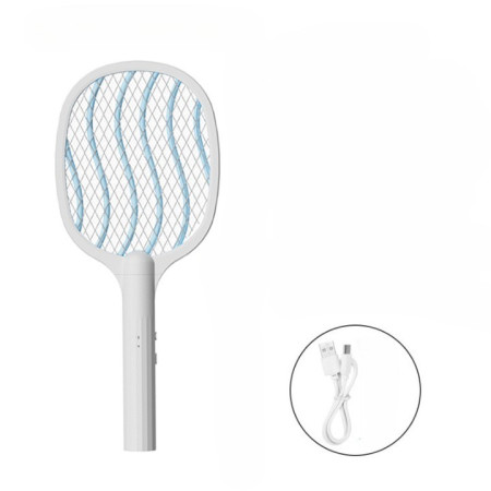 Lampa Electrica Impotriva Tantarilor,  42.5 x 18 x 9.2 cm, Reincarcabila cu Cablu USB Inclus, Plasa din Aluminum, Alb