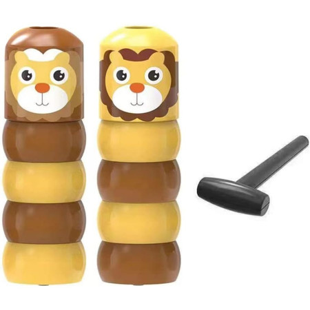 Jucarie Pentru Copii, Cyrax, Leu Indestructibil, 6 Piese Demontabile, +3 Ani, Maro/Galben