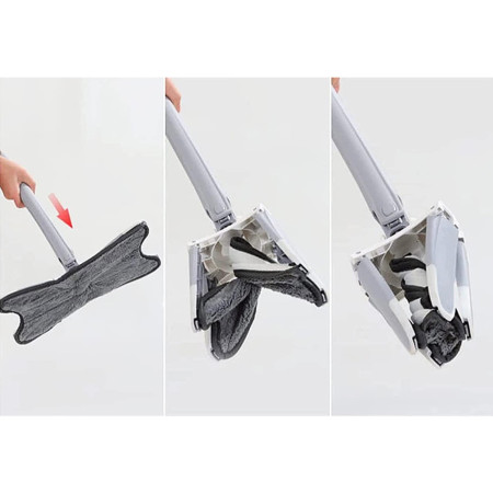 Mop Plat cu Laveta din Microfibra,  Pentru Uz Casnic, Sistem de Stoarcere X, Tija Telescopica 140 cm, Rotire 360°,38 x 140 cm, Verde