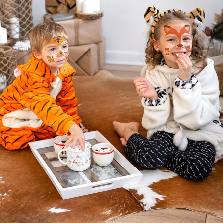 Sticker Temporar pentru Fata, Cyrax, pentru Machiaj, Face Art, Halloween, Teatru, Model Vulpe, Portocaliu