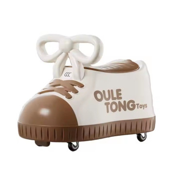 Masina pentru Copii, Cyrax, Model Pantof, 4 Roti, 1-6 ani, Cutie de Depozitare, din ABS, 48 x 27 x 34 cm, Maro