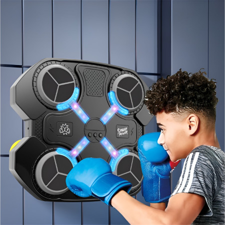 Jucarie de Boxat cu Muzica si Lumini, Cyrax, Manusi Incluse, 32.5x28x7.4 cm, 930 g, Negru