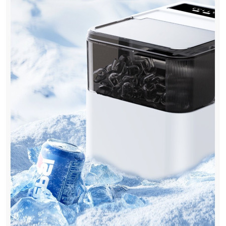 Masina de Facut Gheata, Cyrax, din ABS, 12 kg/24h, Capacitate 500 g, 2 Marimi, Portabil, 39 x 23 x 28 cm, Automata, Alb