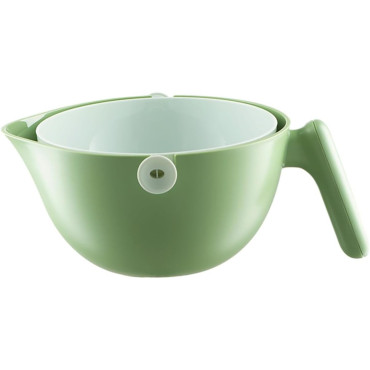 Bol cu Doua Straturi, Cyrax, pentru Fructe, Legume, cu Cos de Scurgere a Apei, 2L, din ABS+PP, 29.9 x 22.5 x 11.8 cm, Verde-Alb
