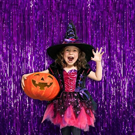 Perdea Franjurata, Cyrax, Model Decor Petrecere, pentru Fundal de Poze, Amenajare Colorata a Petrecerii, Dimensiune 100x200 cm, Mov