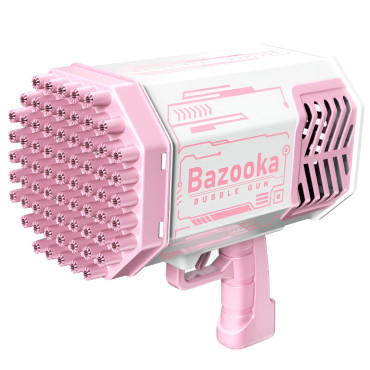 Pistol pentru Baloane de Sapun, Cyrax, 69 de Gauri, Lumini Colorate, Tavita, Lichid, Baterie de Li, Cablu de Incarcare, 24cm x 14cm x 24cm, Roz