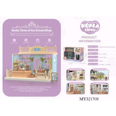 Set Casa de papusi, magazin de inghetata, cu mobilier si figurine, Cyrax