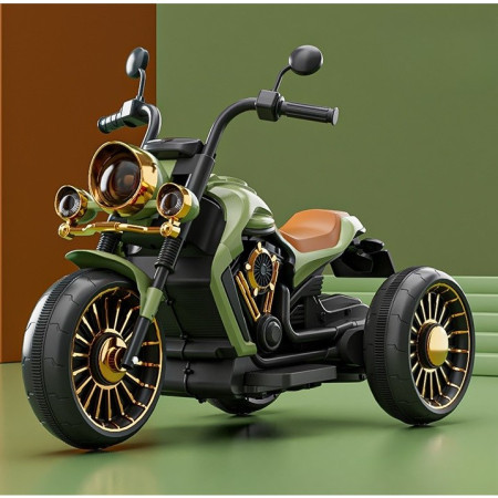 Motocicleta Electrica Cyrax, cu Acumulator,  Bluetooth, Sistem Anti-Rasturnare, Sistem de Lumini si Sunet, 1-8 Ani, 93 x 48 x 63 cm, Verde