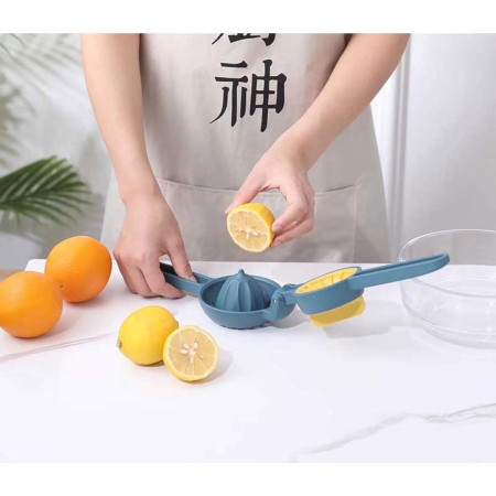 Storcator manual citrice, Cyrax, pentru lamai, portocale, cu actiune dubla, usor de utilizat, material ABS rezistent, 8x10x22 cm, albastru