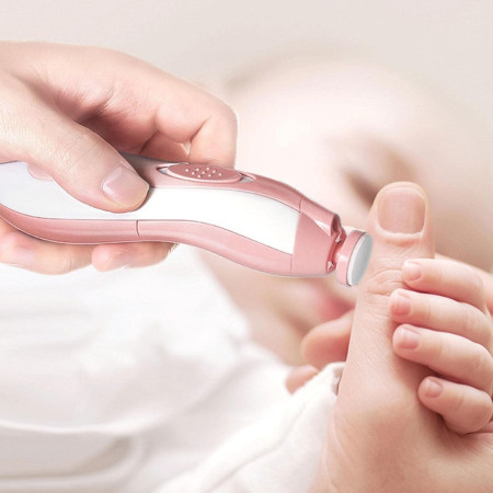 Pila Electrica, Cyrax, pentru Copii si Bebelusi, din ABS, 6 Accesorii, cu Lumina LED, 9.5 x 6 x 17 cm, Roz