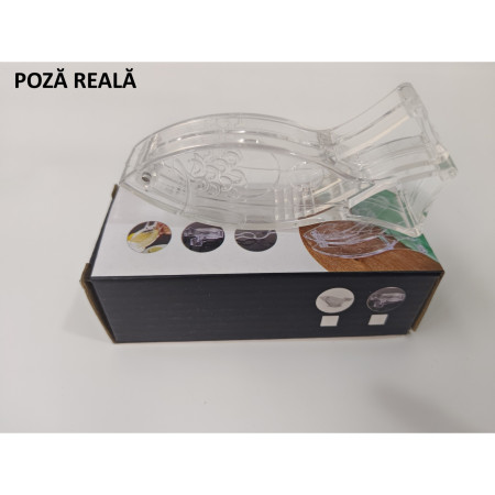 Storcator de Citrice Manual, Cyrax, Rezistente, Usor de Folosit si Depozitat, Durabil, Calitativ, 12x5.2 cm, Model Peste, Transparent